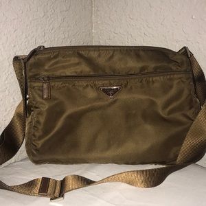 Prada brown fabric crossbody bag
